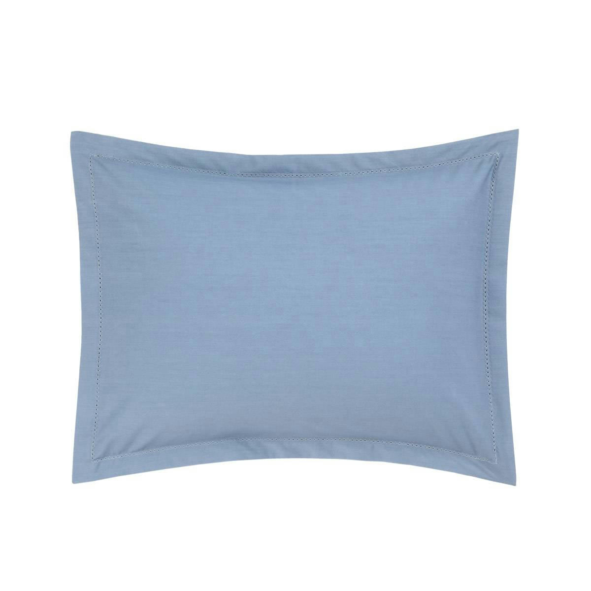 ALCOVE - Taie d'oreiller en percale de coton bleu 30 x 40 cm