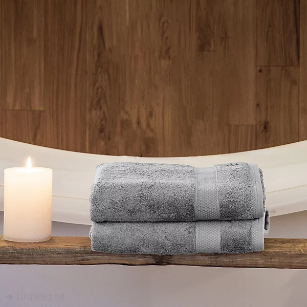 Drap de bain coton 550g/m2 95x140 cm collection NAÏA gris Perle