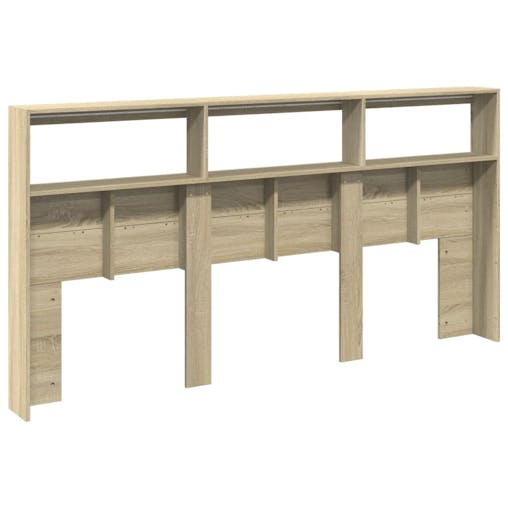 NNEVL Headboard Cabinet with LED Sonoma Oak 200x17x102 cm