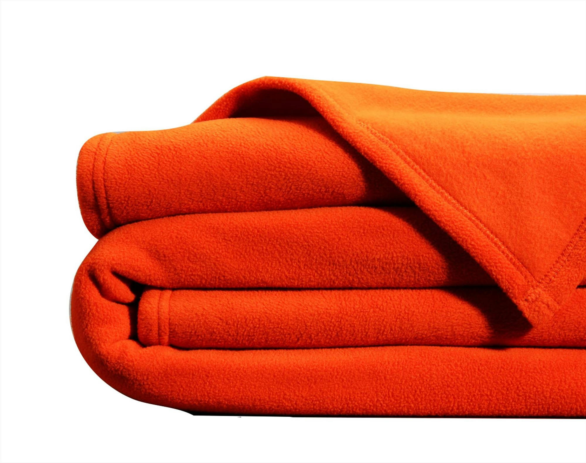 POLAIRE MICROFIBRE UNIE - Couverture tempérée 180x220 orange cuivré en polyester