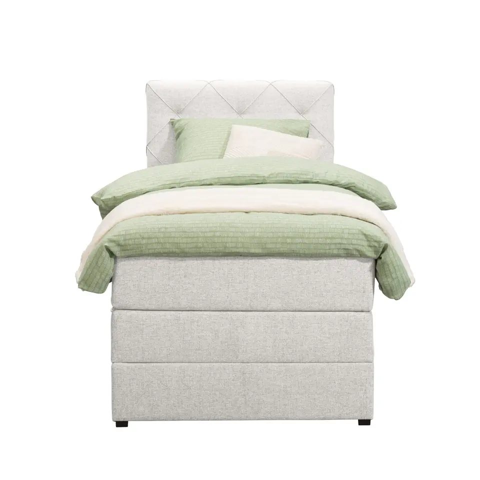 Boxspring met opbergruimte Liv geruit - ecru - 90x200 cm