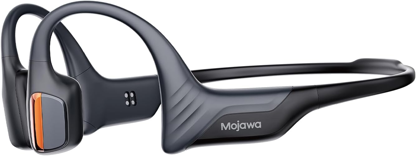 mojawa Purra Run Bone Conduction Sport Headphones  Open-Ear Bluetooth Headphones with Mic  IP67 Waterproof  Deep Bass  Voice Control  Secure Fit for Running  Cycling  and Workouts (Black)