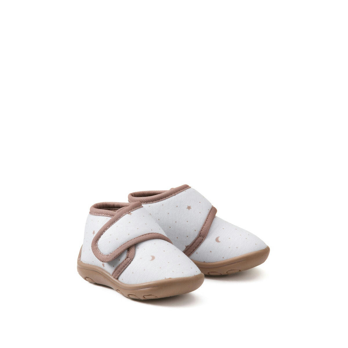 Chaussons à scratch, motif lune et pois