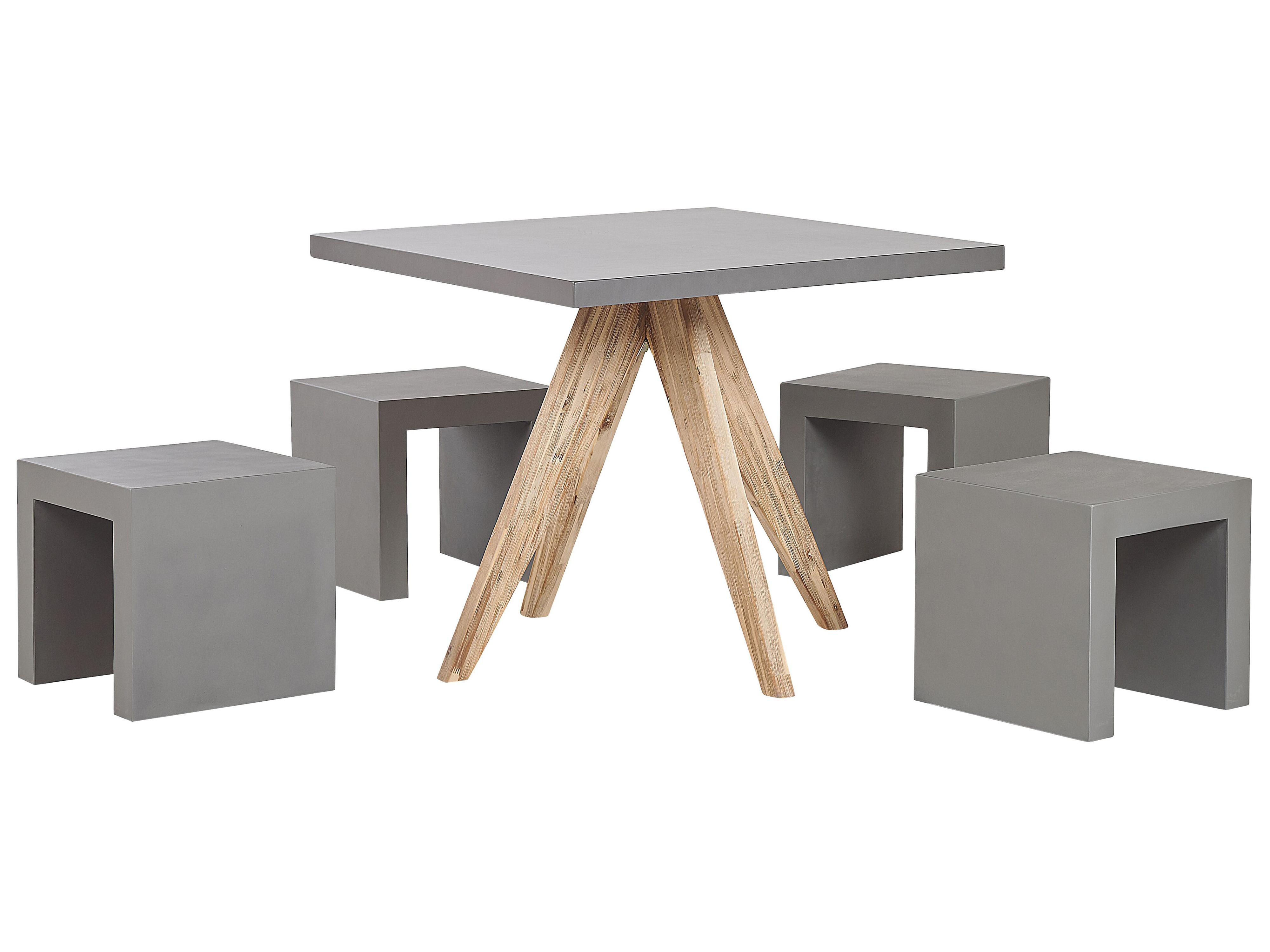 Garden Dining Set with Stools 4 Seater OLBIA/TARANTO Concrete Grey