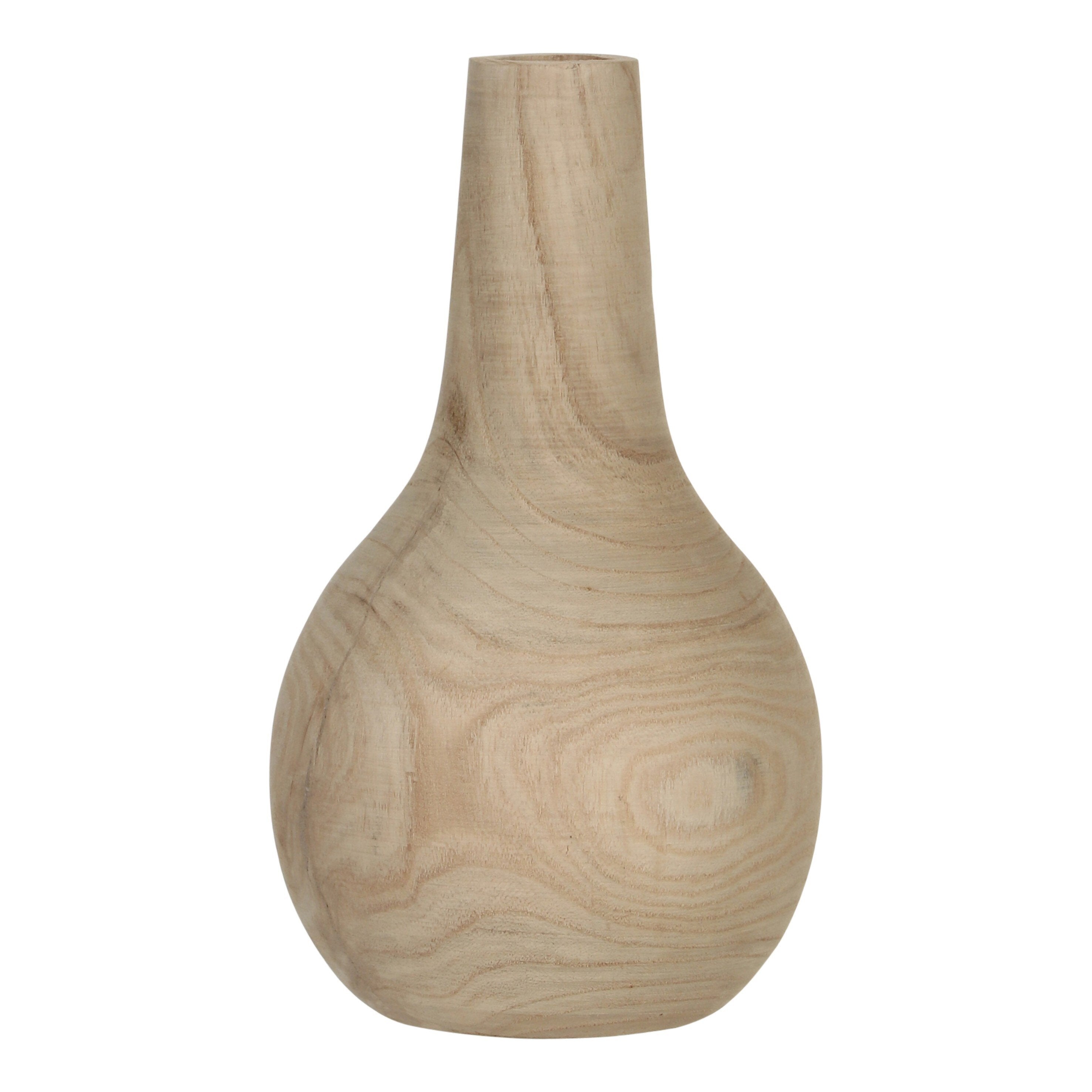 Mica Decorations Pia Vaas - H28 x Ø16 cm - Paulownia Hout - Lichtbruin