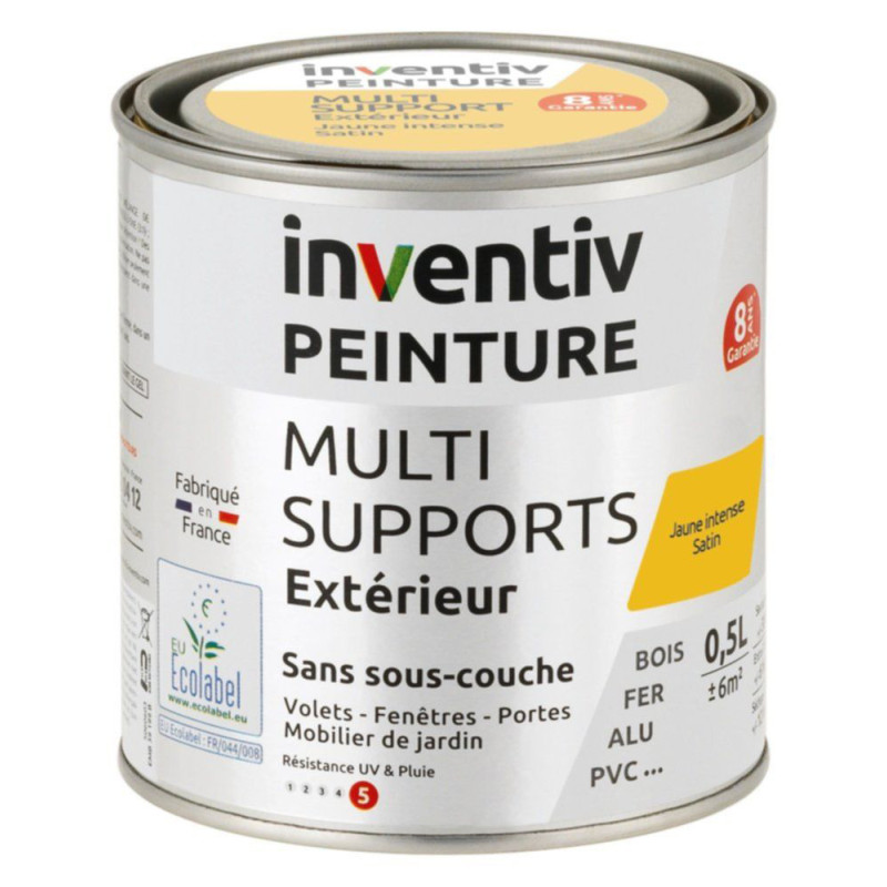 Peinture multi-supports jaune intense satiné 0,5 L INVENTIV