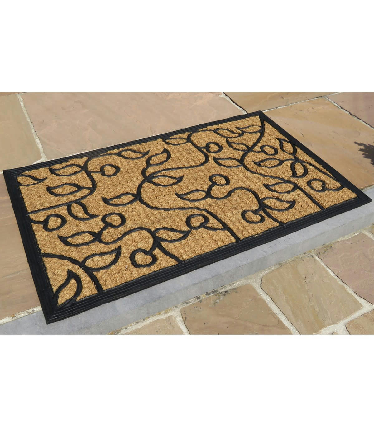 - Paillasson rectangulaire feuillage 45x75cm - Noir