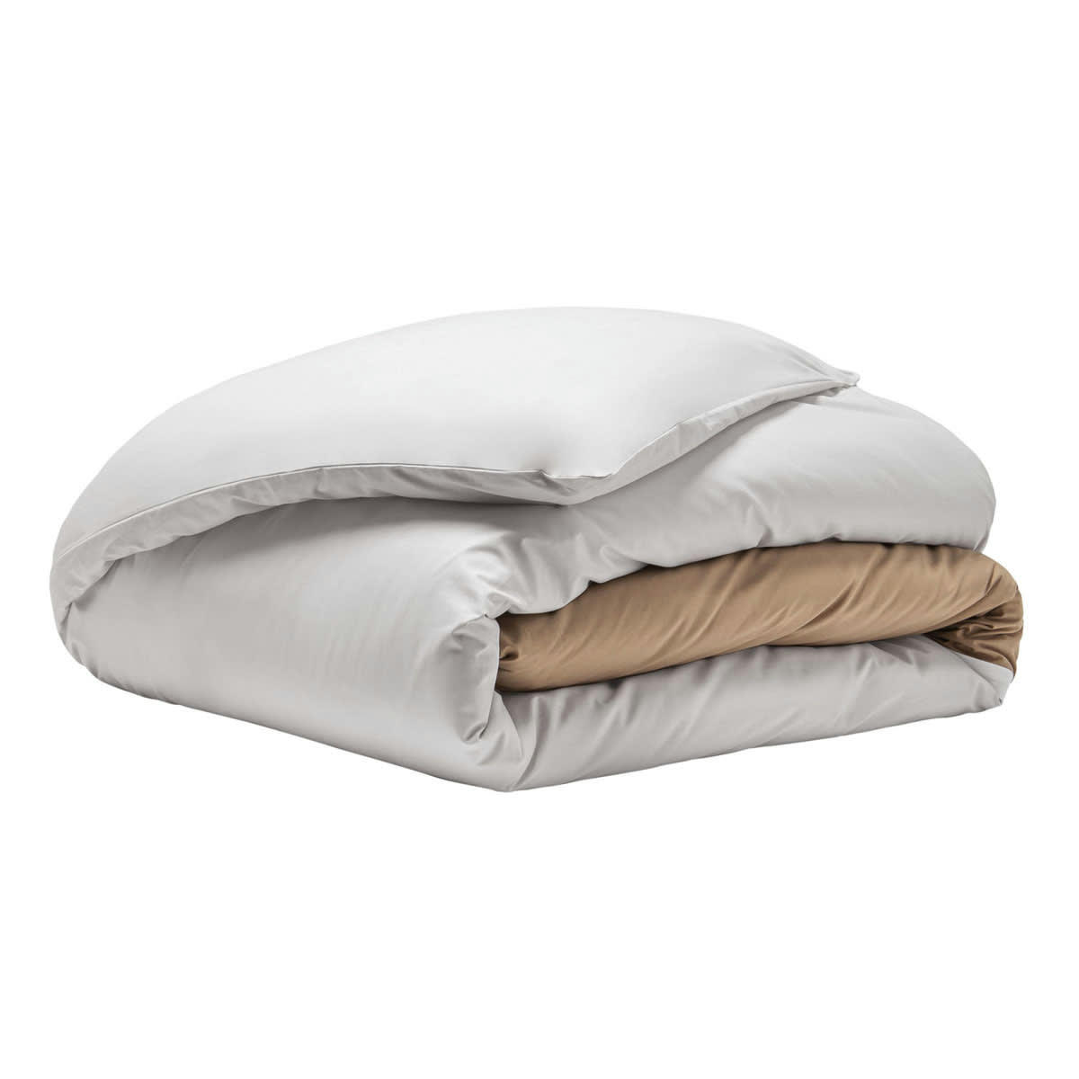 TOI ET MOI CLAIR D'AURORE - Housse de couette en percale de coton beige 260x240