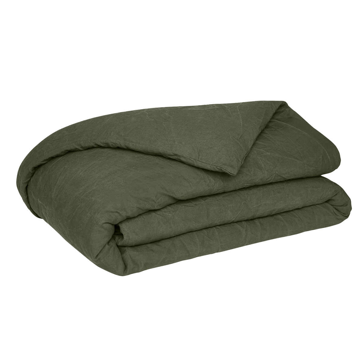 ROMARIN - Housse de couette unie en lin vert 260x240