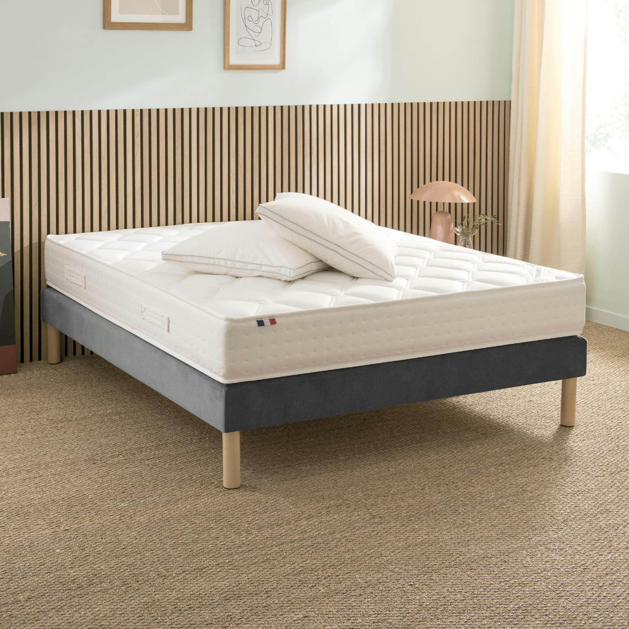 LUXE VELOURS - Sommier velours gris 140x200 cm