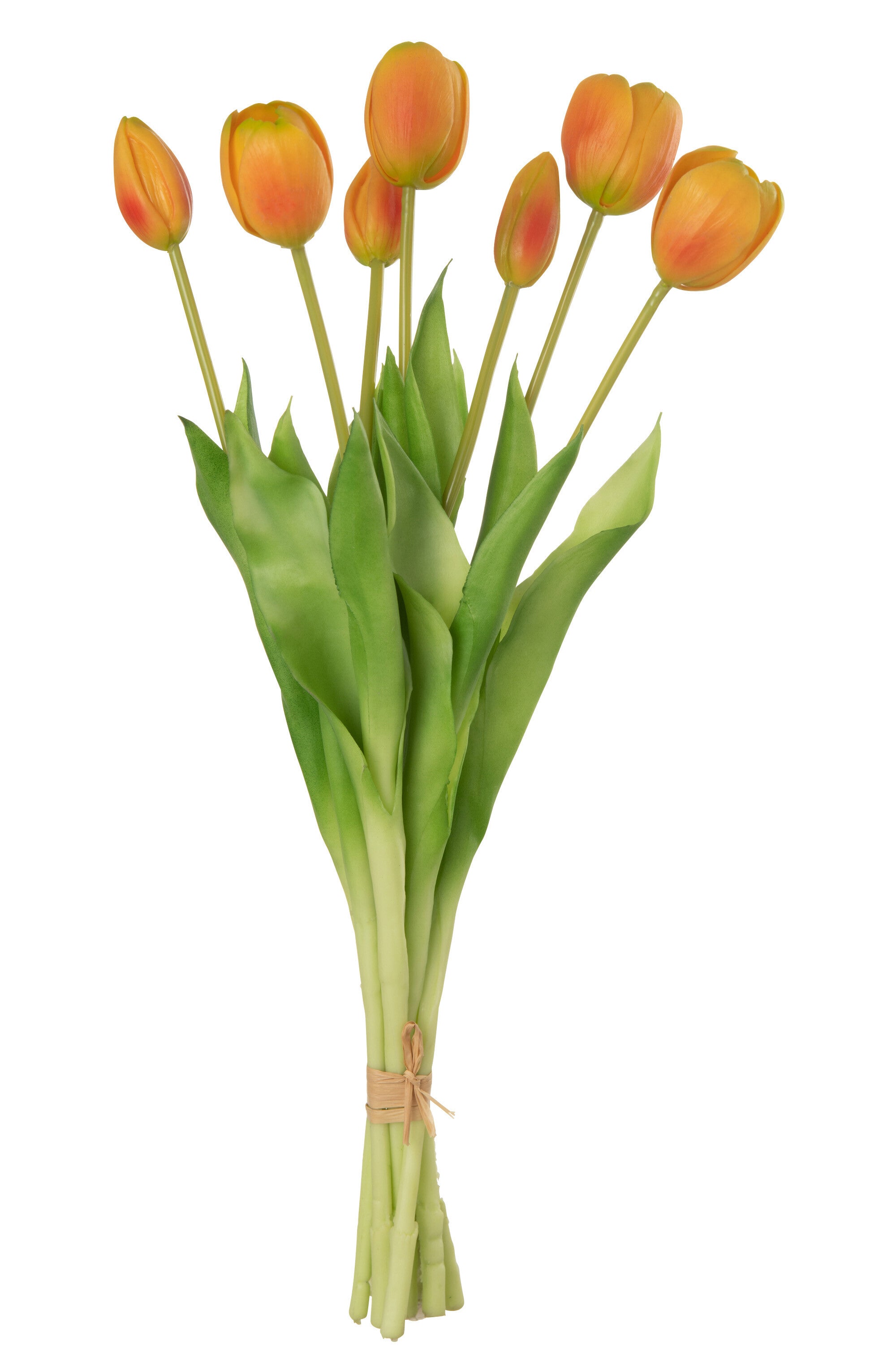 J-Line bloemenboeket Tulpen 7 stuks - kunststof - oranje geel - large