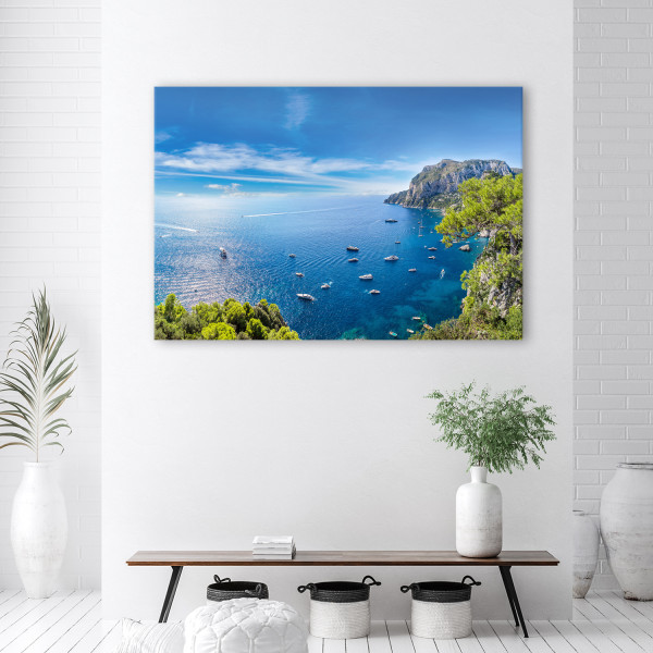 Feeby Obraz na płótnie, Panorama wyspy Morze Statki 60x40