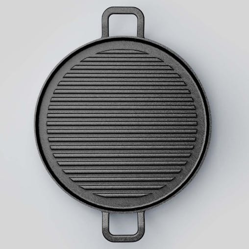 SOGA 30cm Ribbed Cast Iron Frying Pan Skillet Coating Steak Sizzle Platter