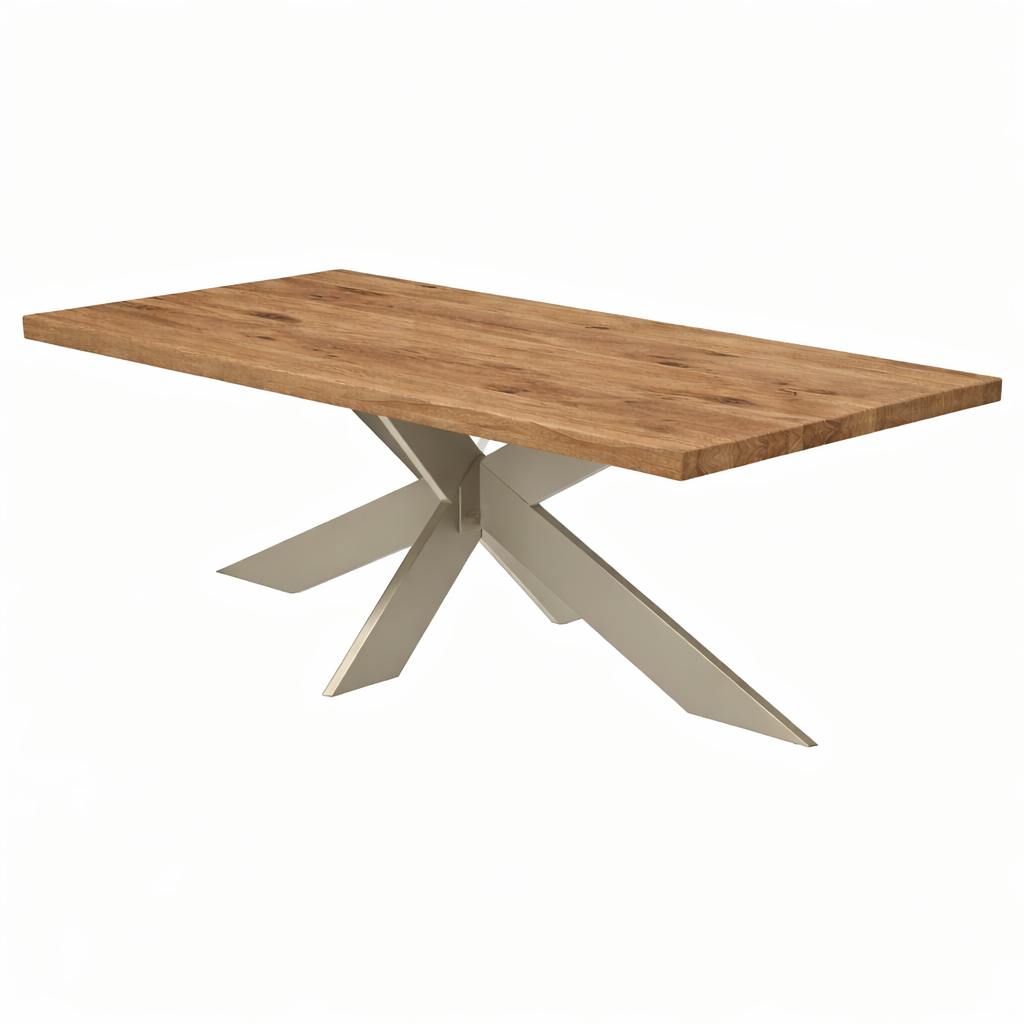Table extensible bois brun bords droits pied grège fin 220 cm PALERME