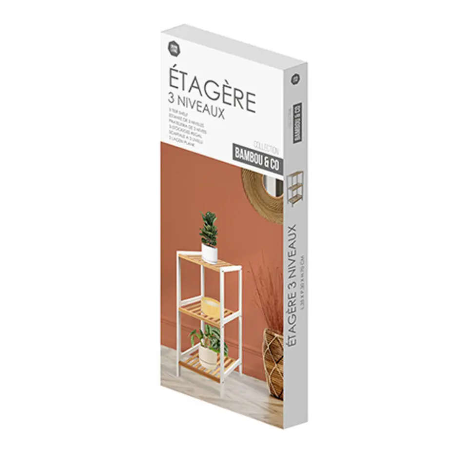 Urban Living Douche/badkamer opberg rekje - bamboe - 3 lagen