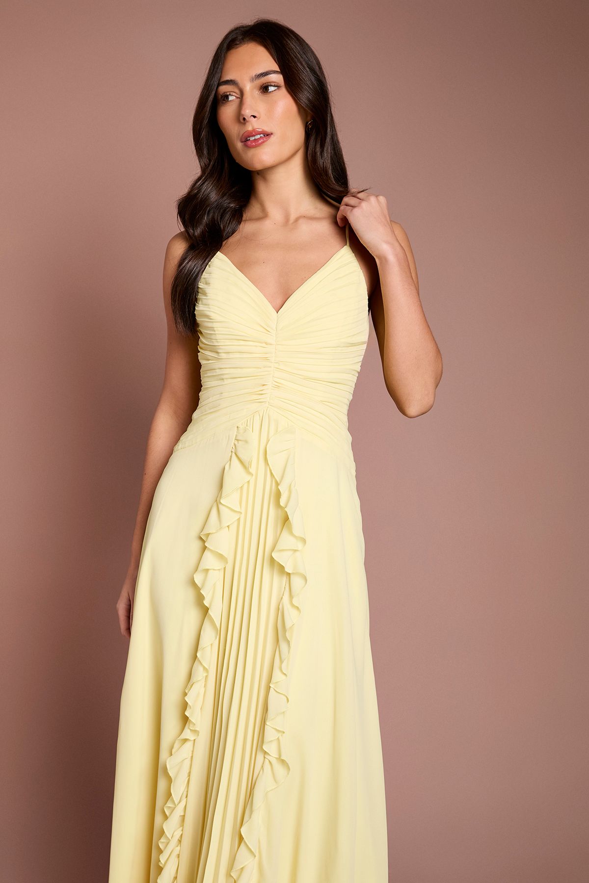 Coast Pleat Detail V Neck Bridesmaid Maxi Dress