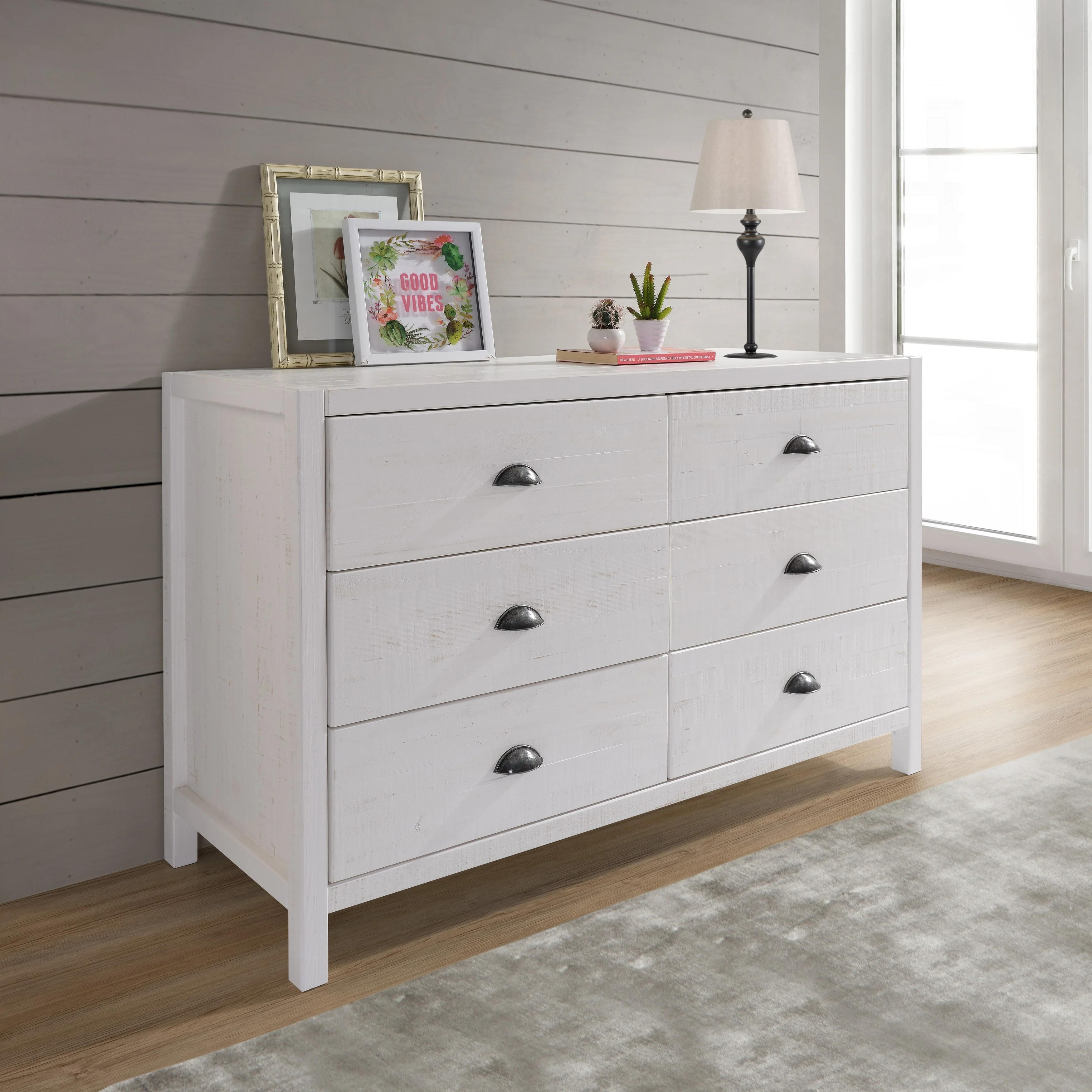 Hampton Six Drawer Dresser - Coastal White Finish