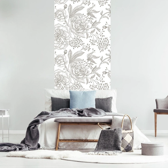 Vliestapete »Fecility«, Blumenmuster, weiß/beige, matt