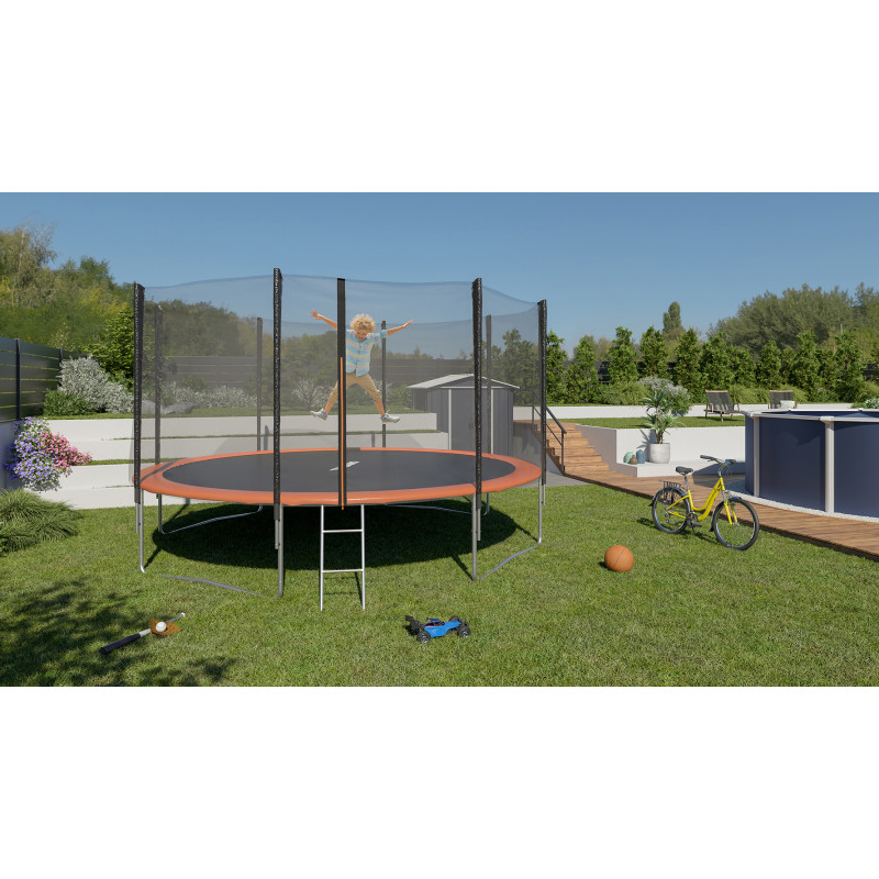 Trampoline noir et orange Ø 3,66 m