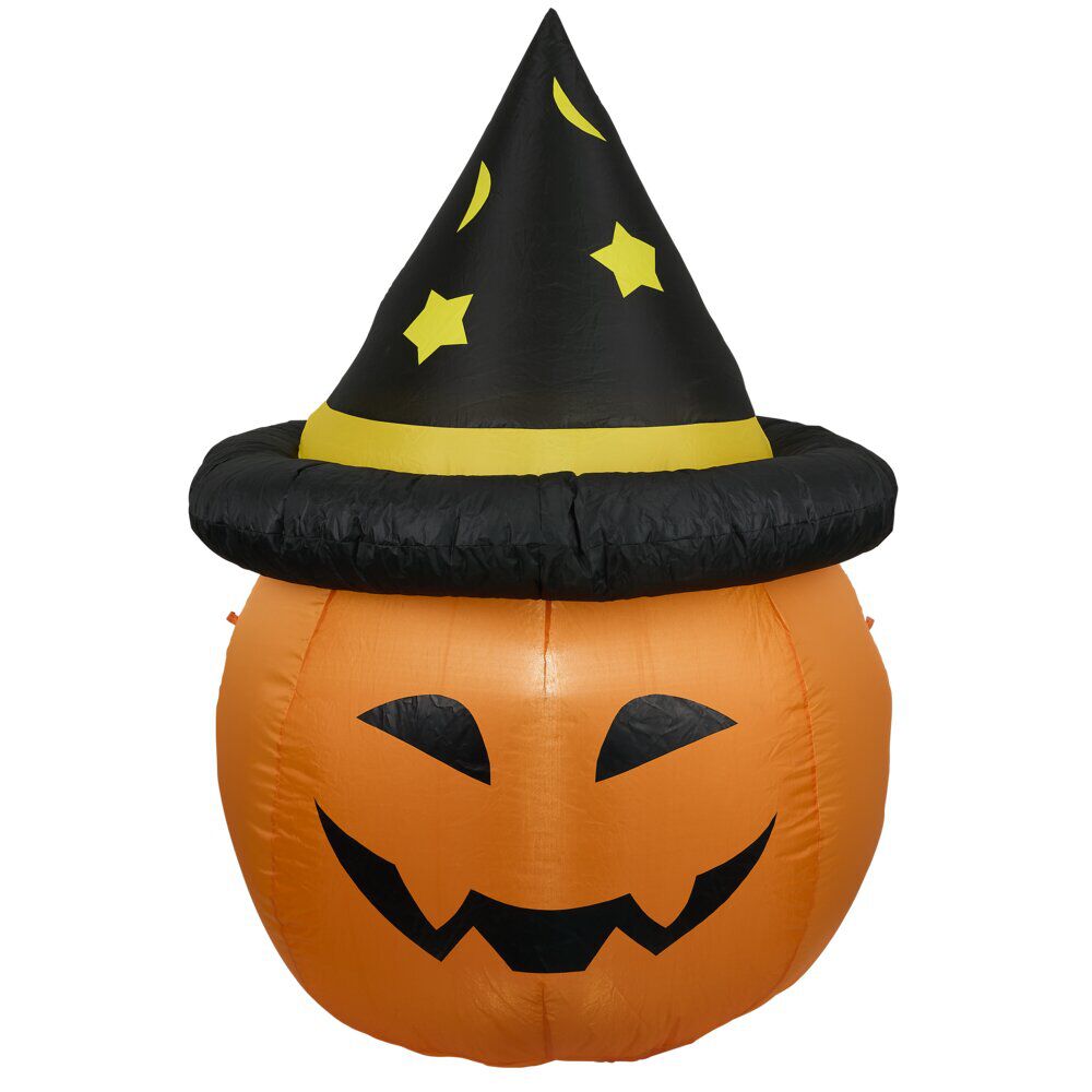 Décoration Halloween citrouille gonflable à LED blanc froid
