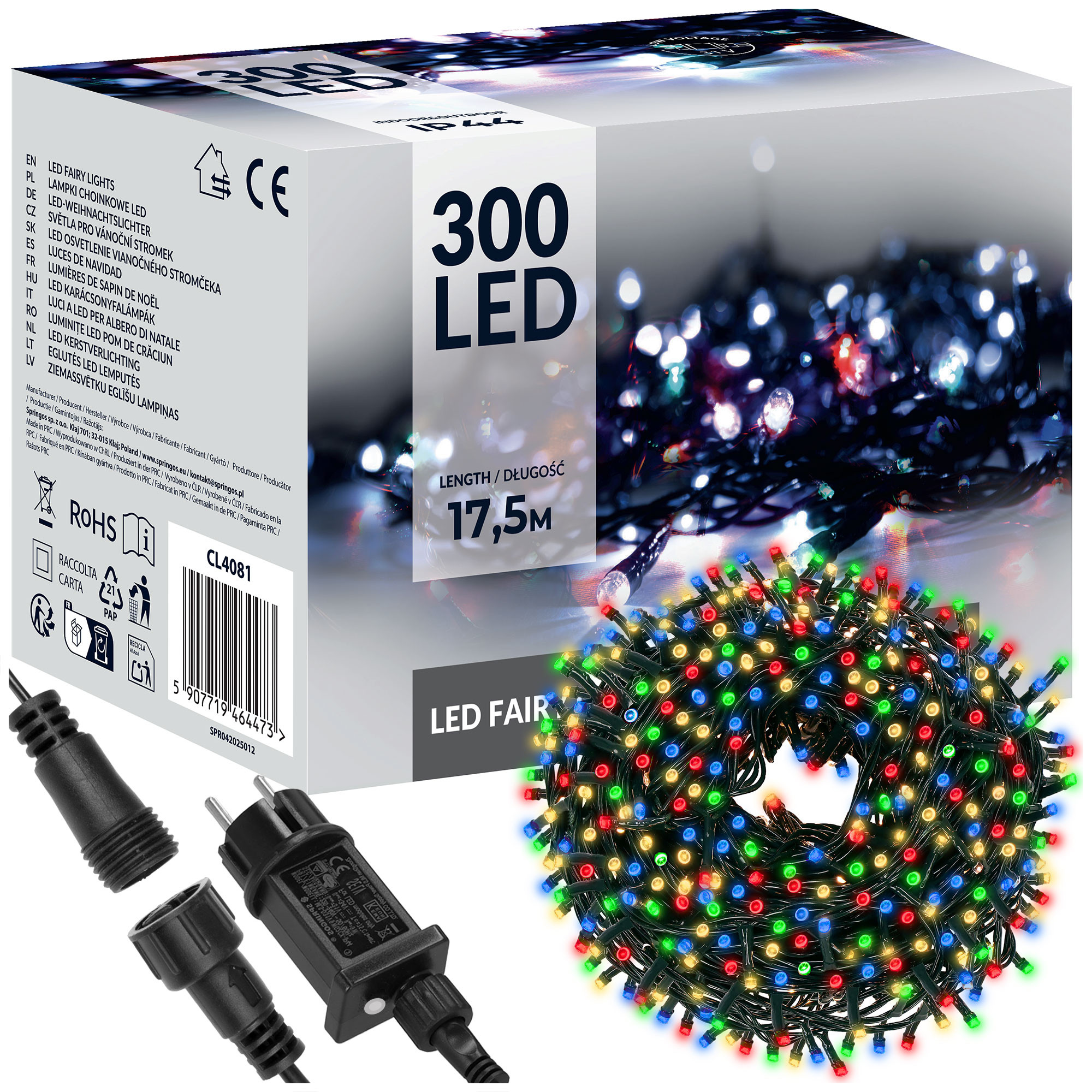 Lampki choinkowe 300 LED 15 m multikolor zewnętrzne
