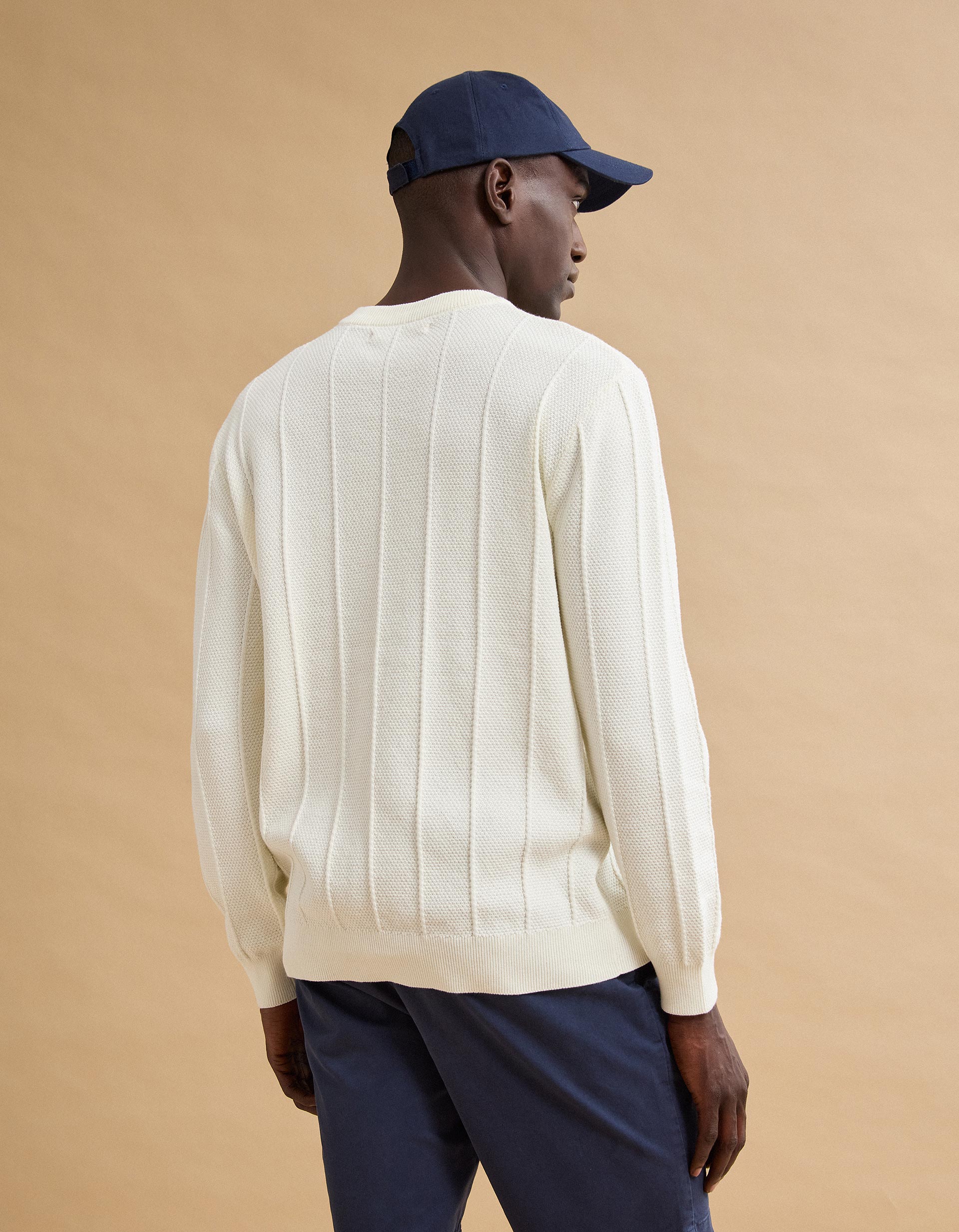 Camisola de Malha Jacquard, Homem, Cru