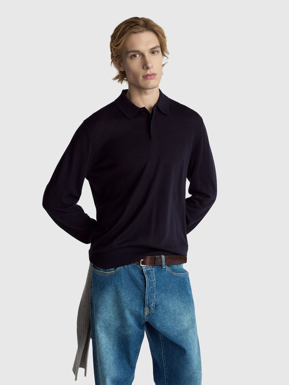 Polo in pure Merino wool