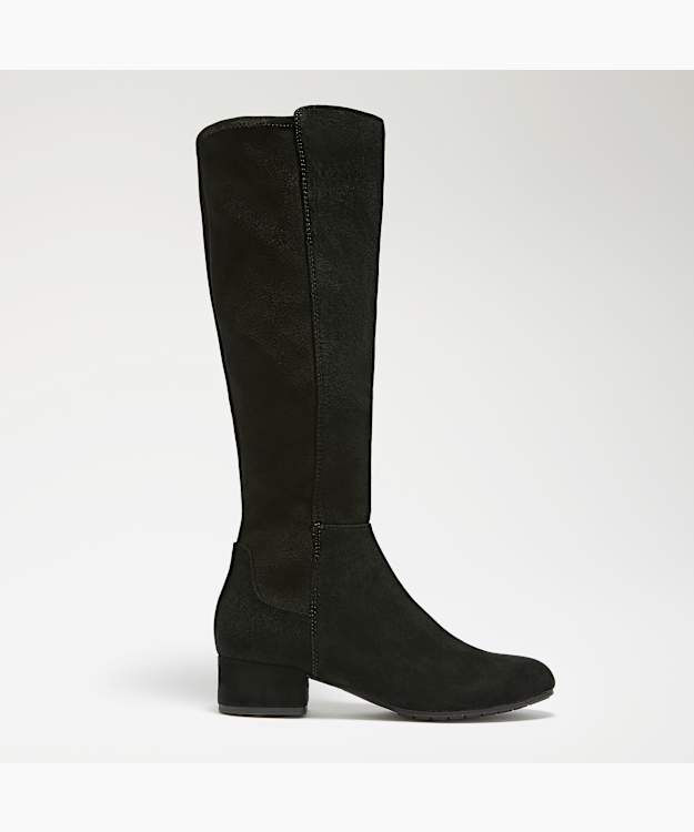 Tayla Black Suede - Stretch Knee-High Boots