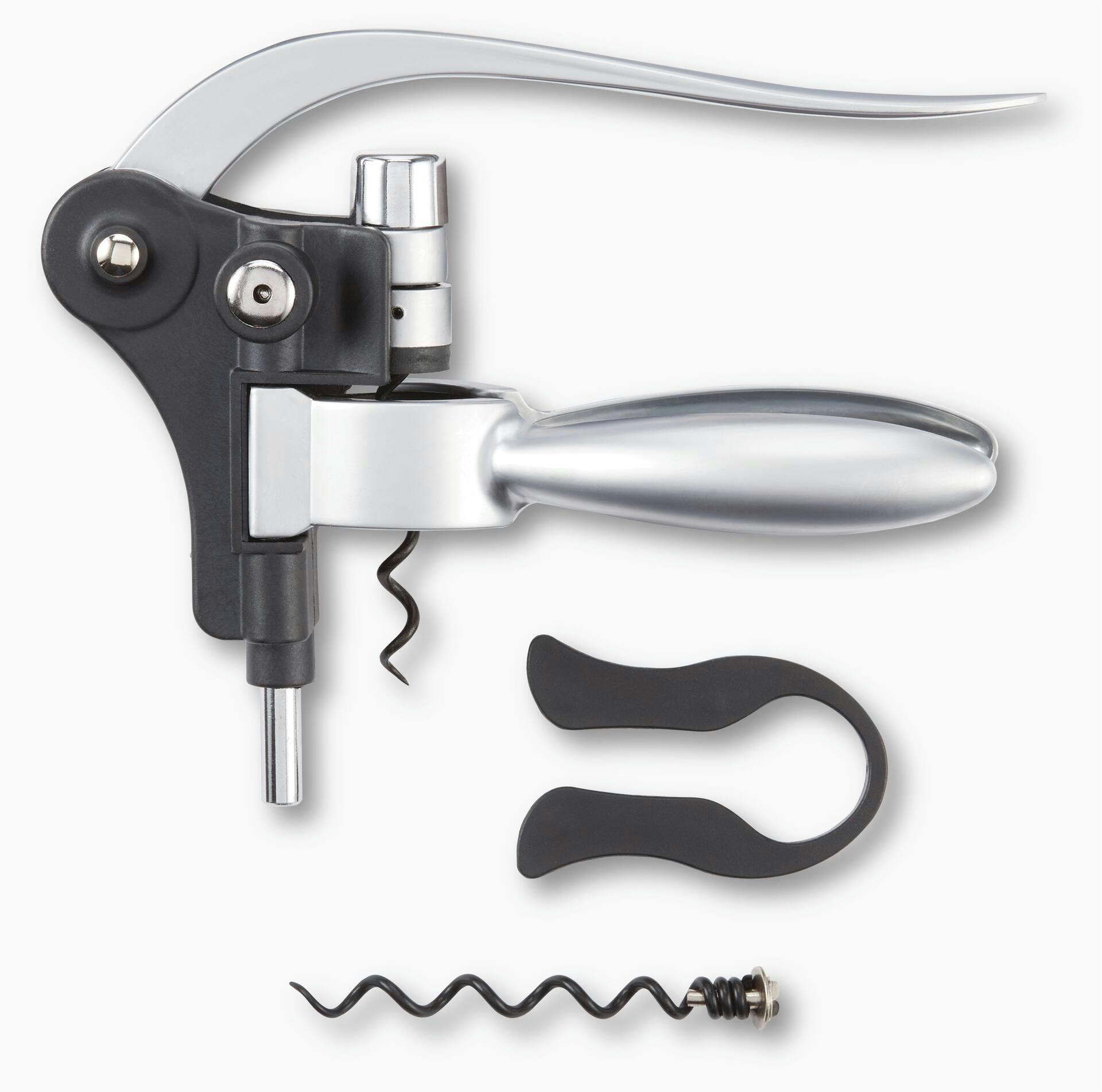 MASTER Chef Stainless Steel Three-Second Manual Corkscrew, Includes Foil Cutter