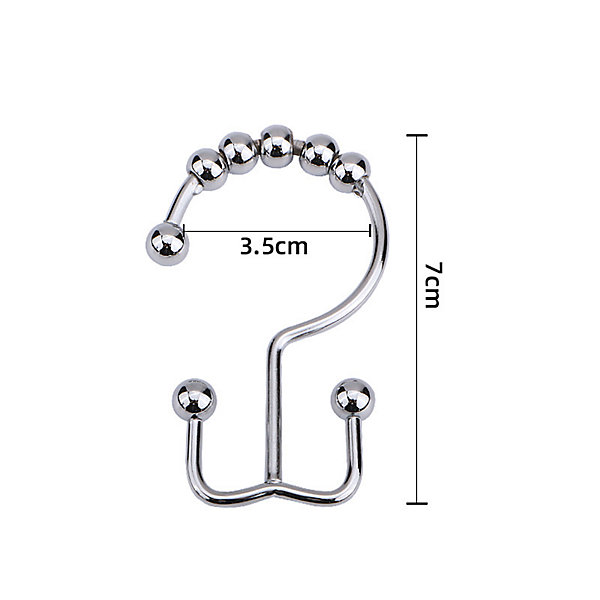 12 PièCes Anneaux De Rideau De Douche Anneau De Rideau De Douche à Double Crochet Acier Inoxydable pour Rideaux De Douche (Argent)