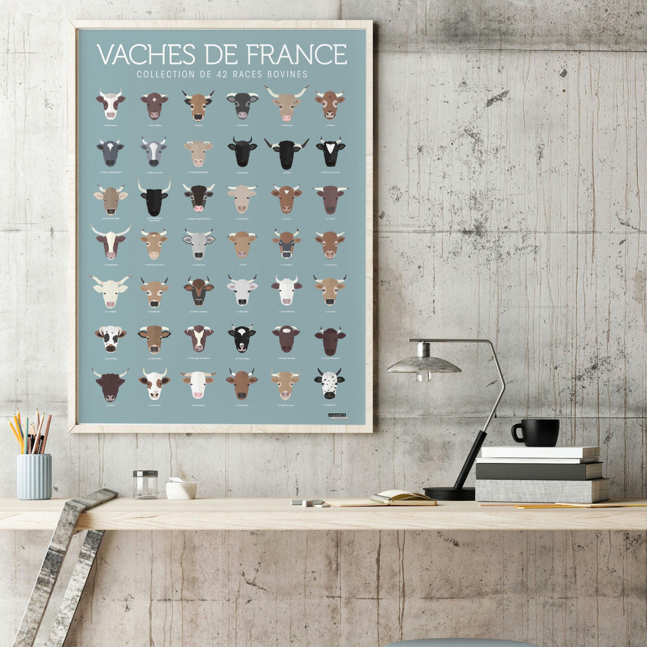 - Affiche d'art vaches de France 50 X 70 cm