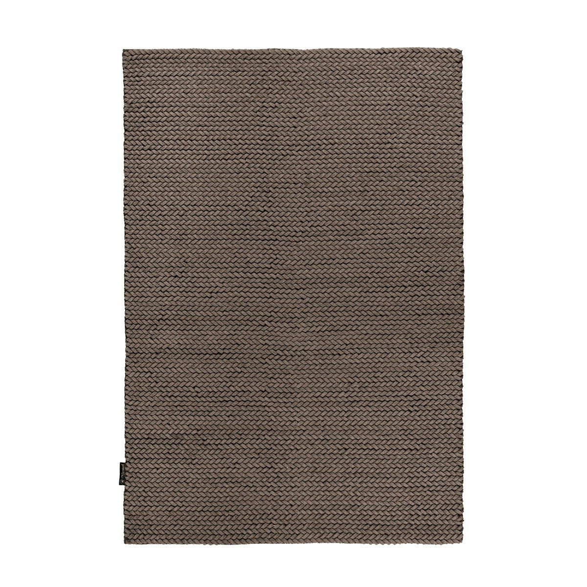 BORY - Tapis tressé main en Laine Taupe 200x290 cm