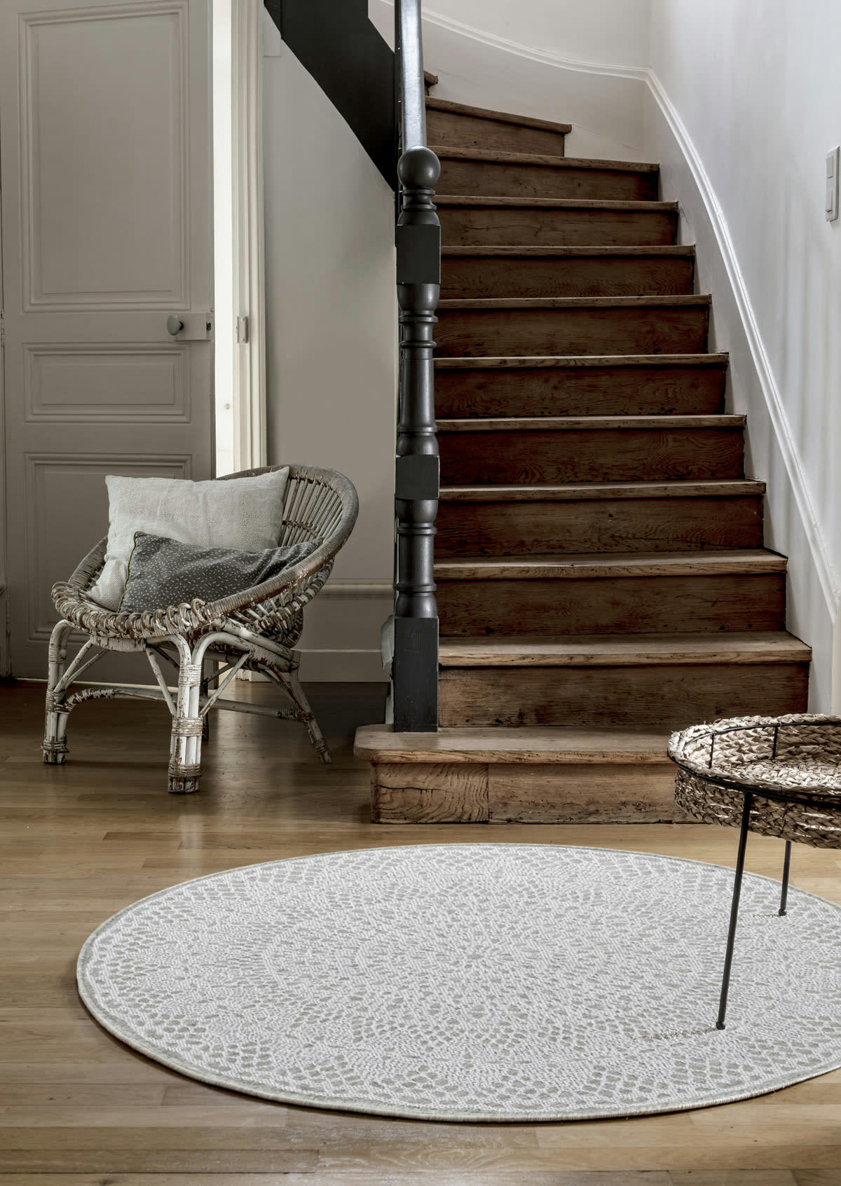 CROCHET BEIGE - Tapis interieur exterieur rond Beige 200x200, OEKO-TEX®