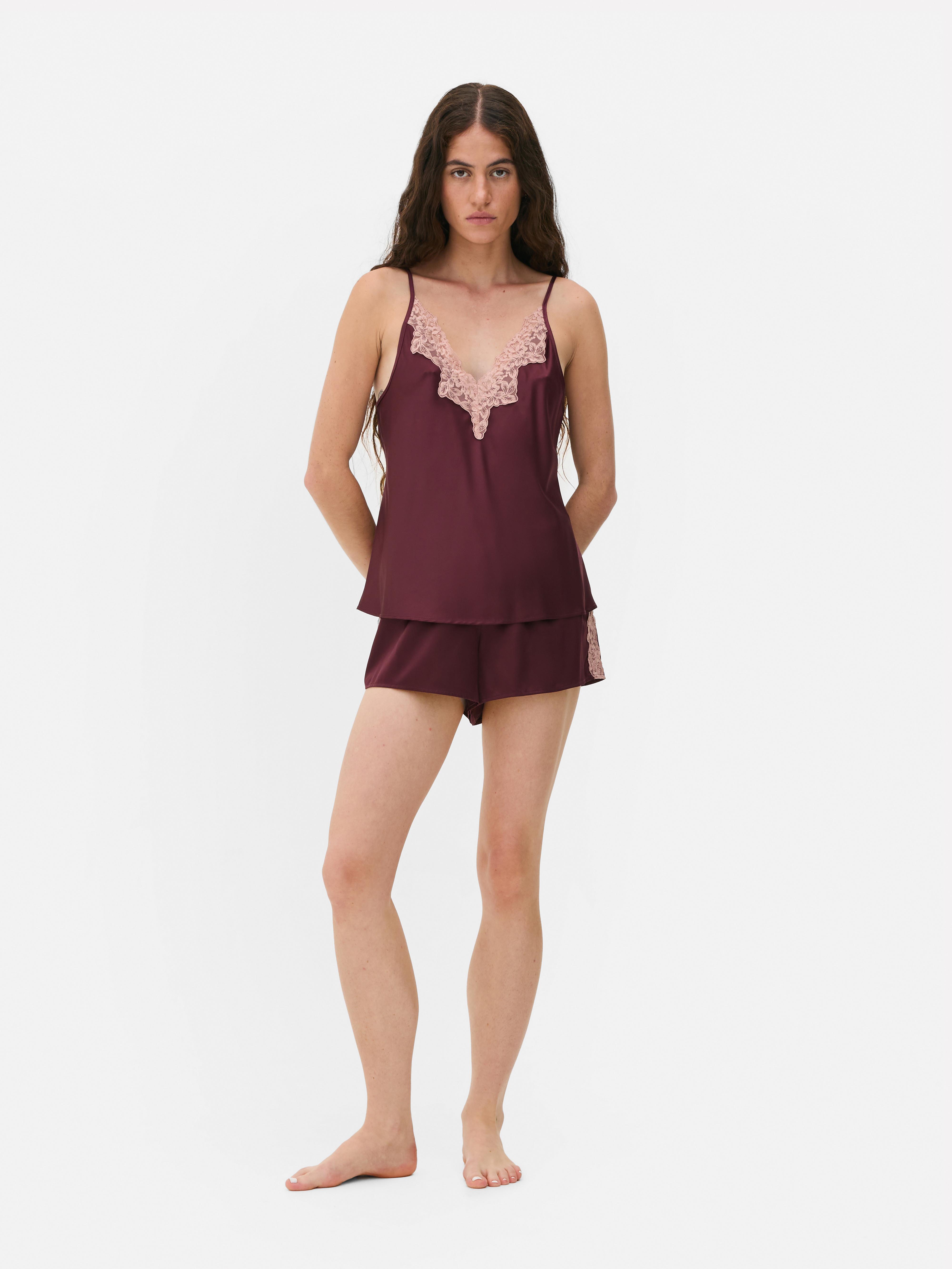 Satin Contrast Lace Cami