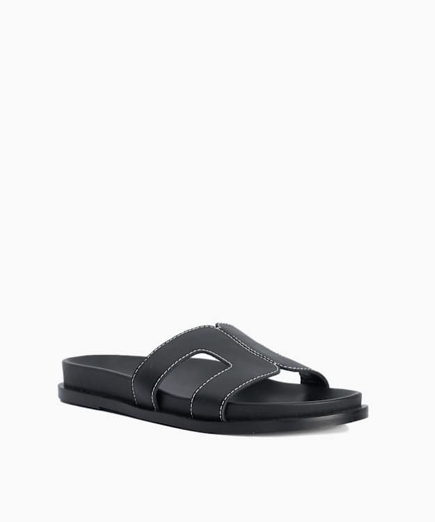 Loupas Black - Flat Cushioned Sole Sandals