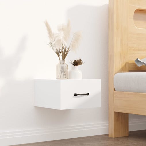 NNEVL Wall-mounted Bedside Cabinets 2 pcs High Gloss White 35x35x20 cm