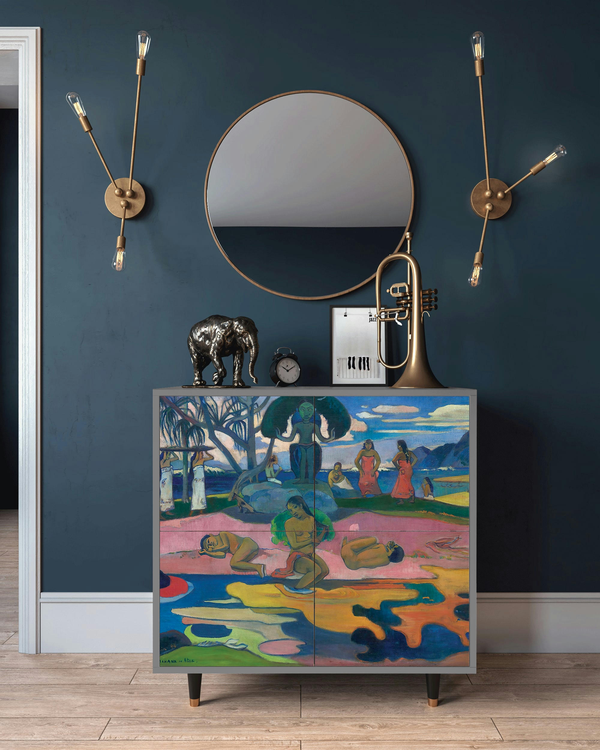 DAY OF THE GOD BY PAUL GAUGUIN - Buffet  multicolore 4 portes L 94 cm