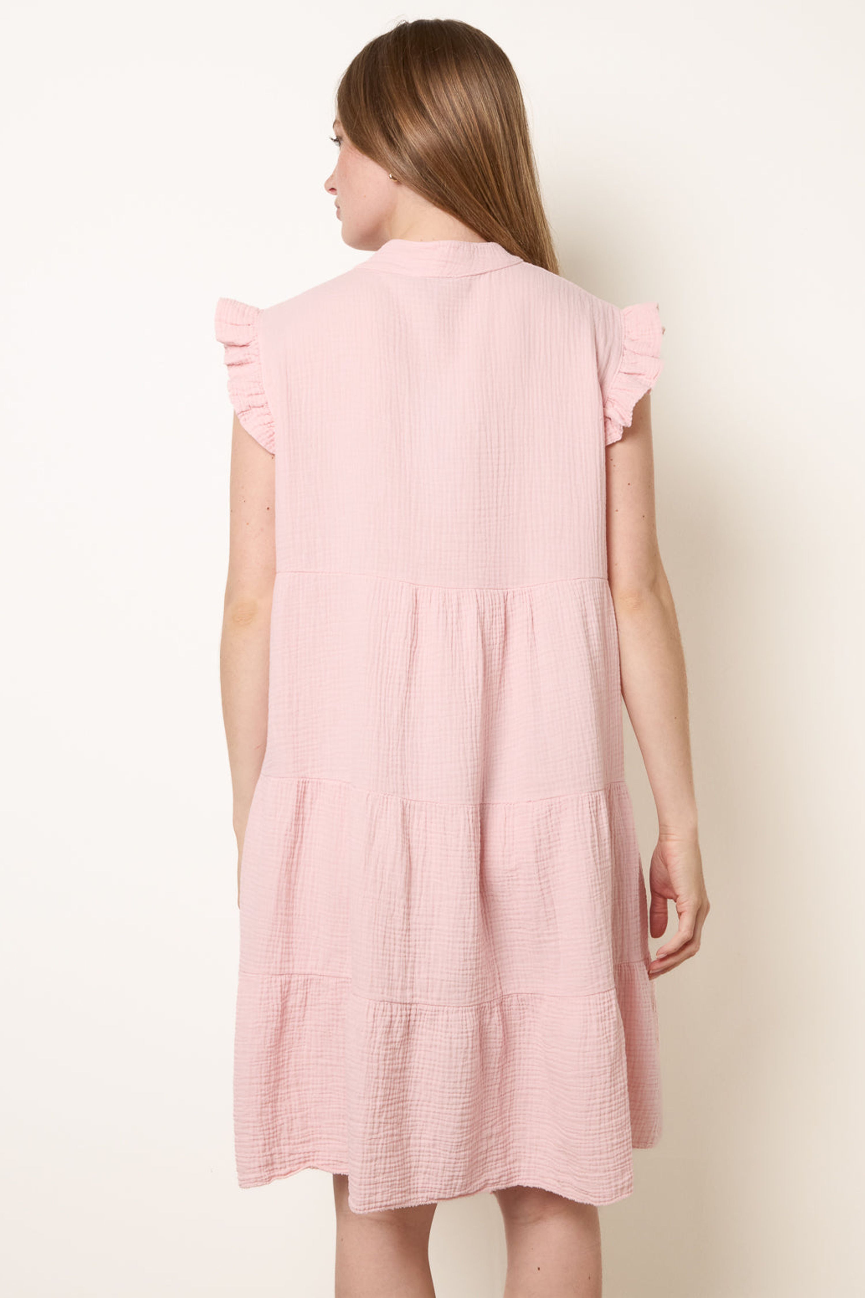 Blue Vanilla Pink Cheesecloth Frill Sleeve Tunic