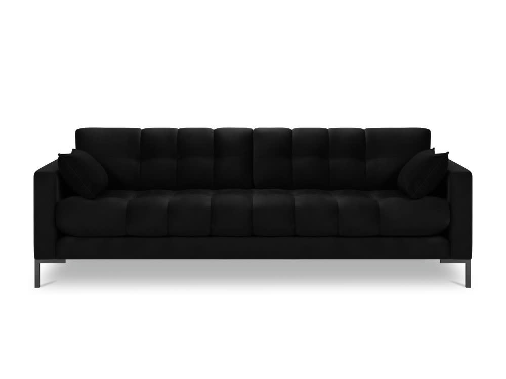 MAMAIA - Canapé 4 places en tissu velours noir