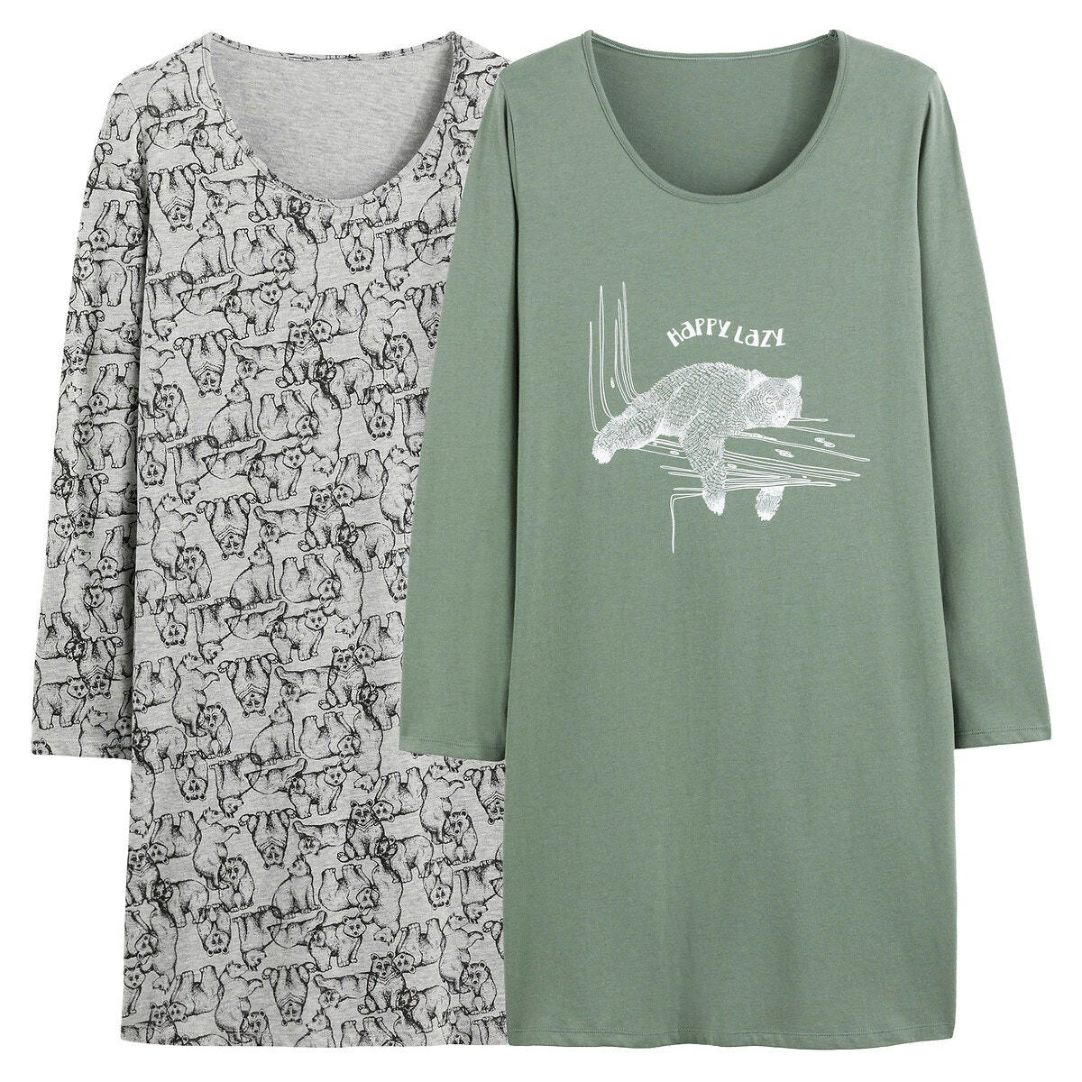 Lot de 2 chemises de nuit courtes manches longues
