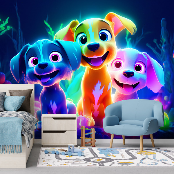 Feeby Fototapeta, Neonowe psy 150x105