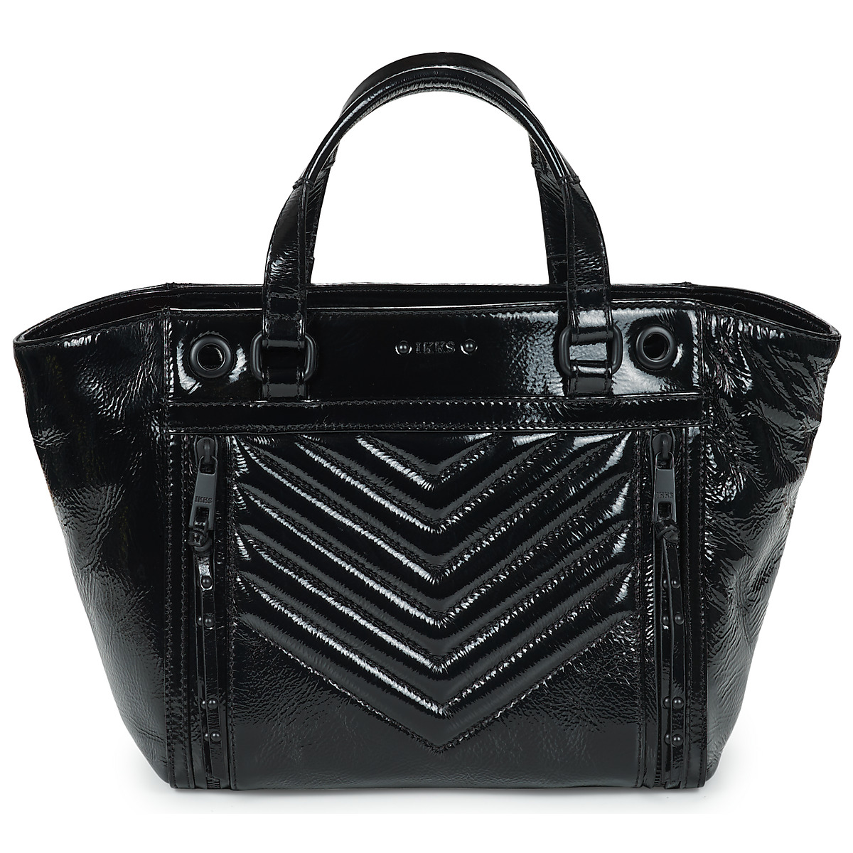Ikks - 1440 MEDIUM ZIP VARNISH - Black