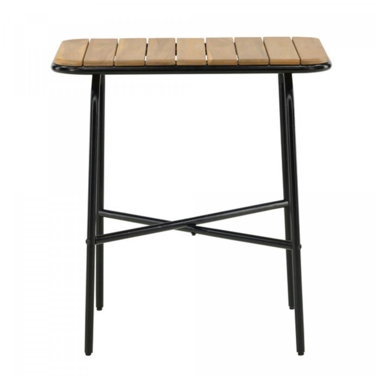 FYNN - Table de jardin 70x88cm en bois et métal noir