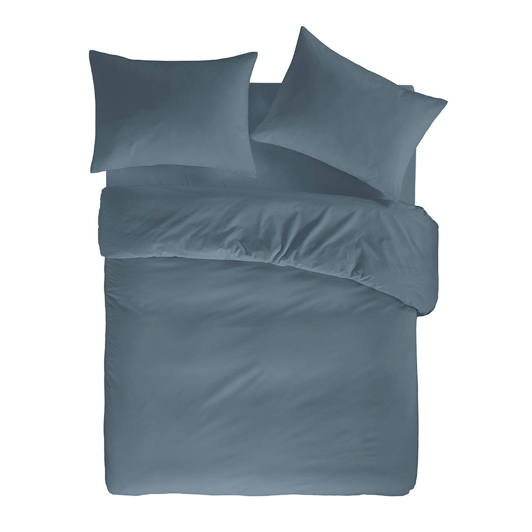 PURE HDC - Housse de couette en percale de coton 200x200 cm bleu