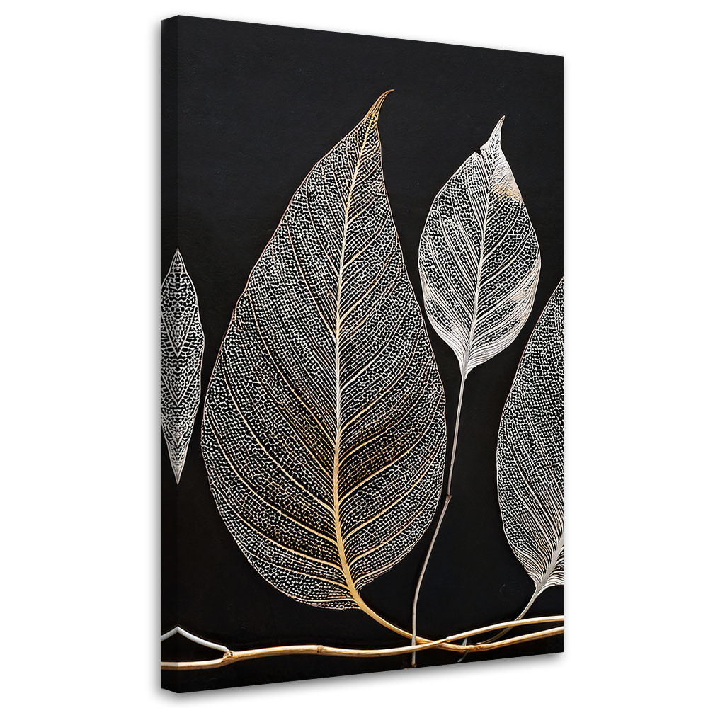 Feeby Obraz na płótnie, Minimalizm Liscie Gałązka Glamour 40x60