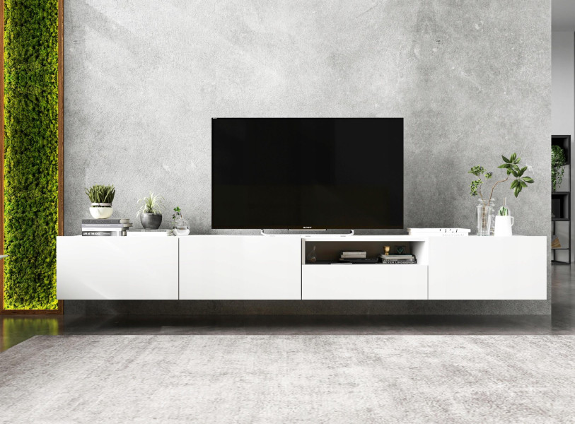 Wisząca Szafka RTV Loft komoda RTV Biała 240cm