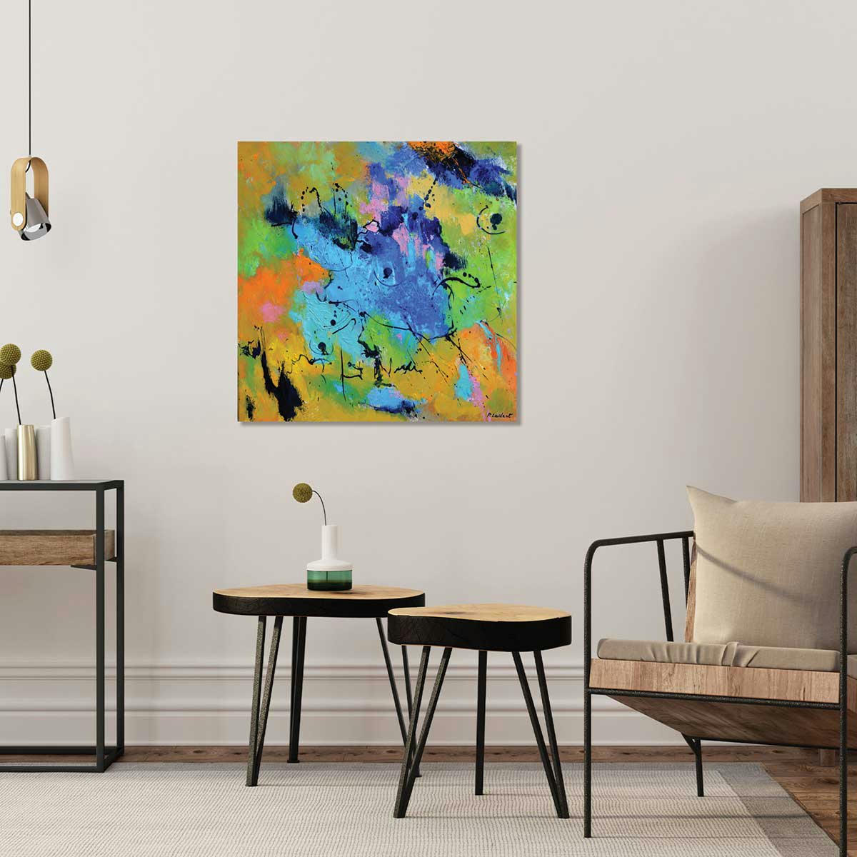 - Tableau reproduction originale secret azur imprimé sur toile 80x80cm