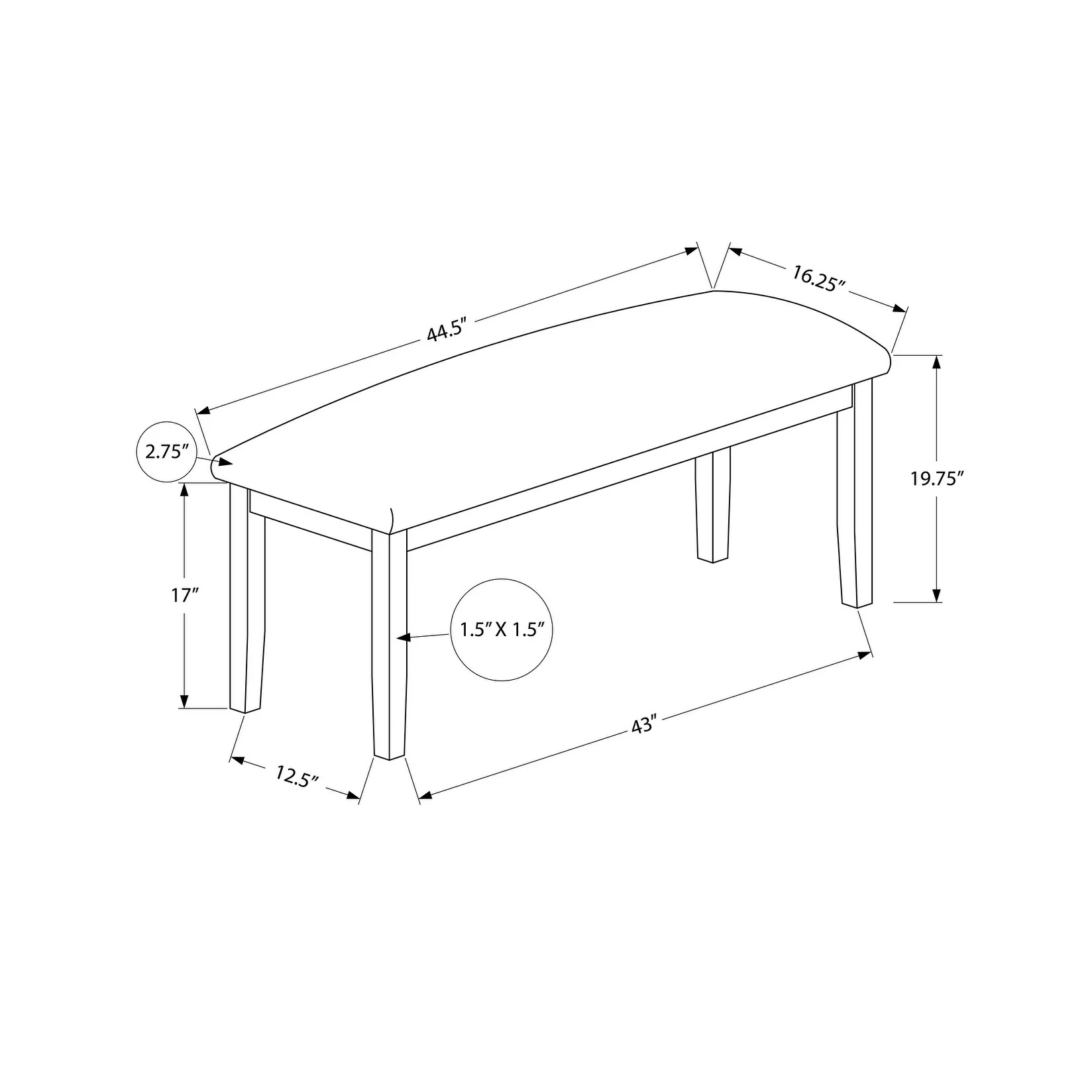 44 Rectangular Bench
