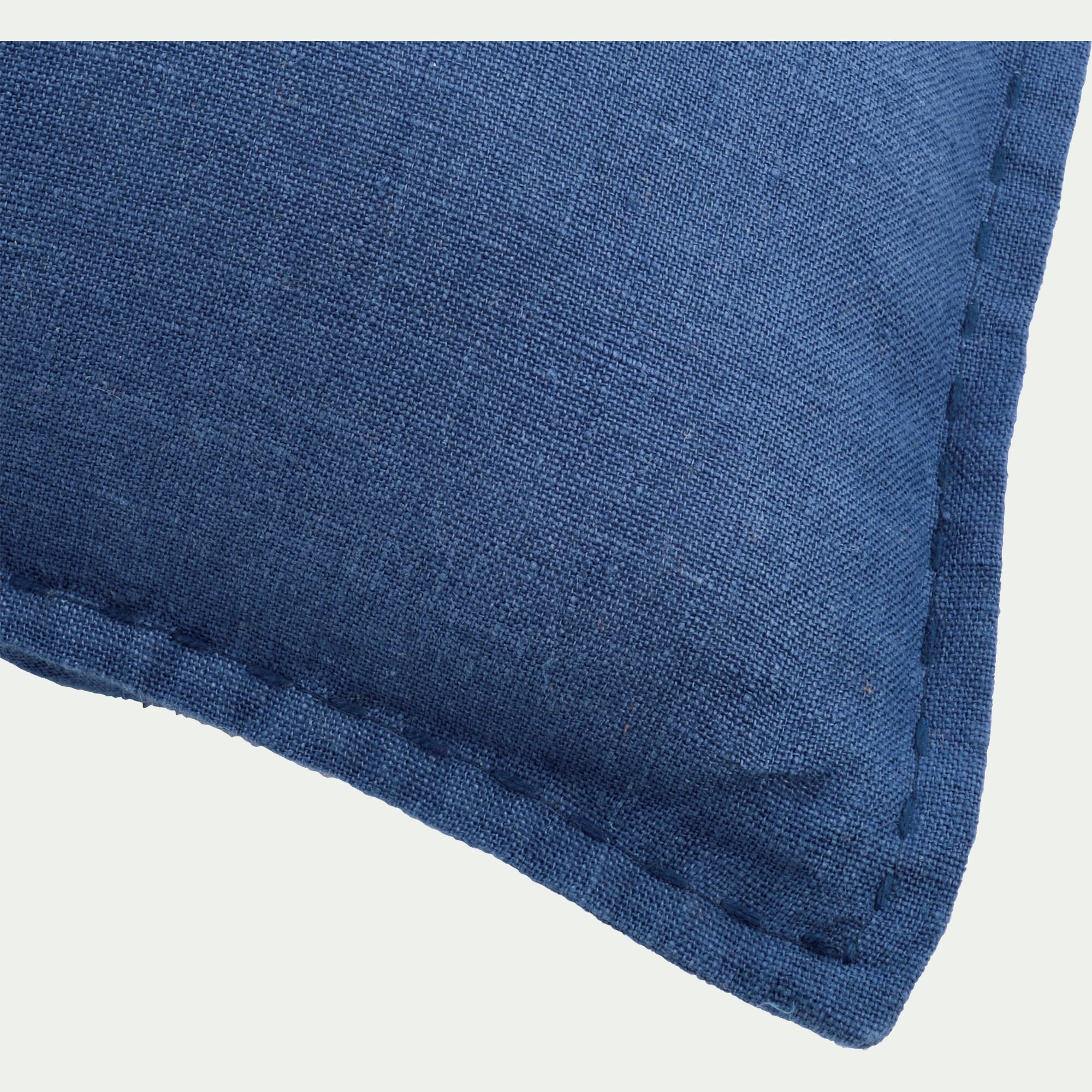 VINON - Coussin en lin lavé finition surpiqure 40x60cm - bleu