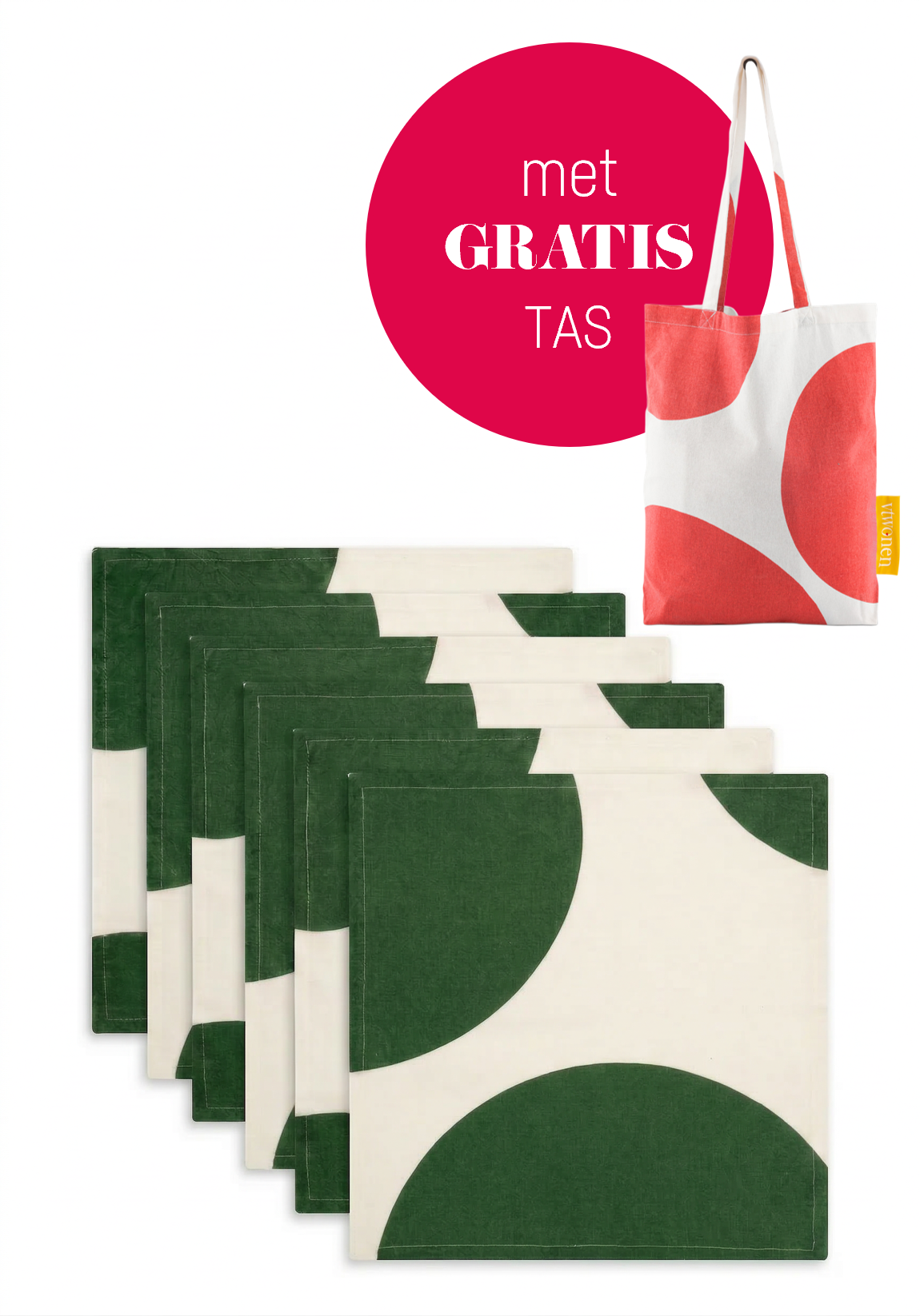 vtwonen - Servetten - Groen - Katoen - 40x40cm - Set van 6
